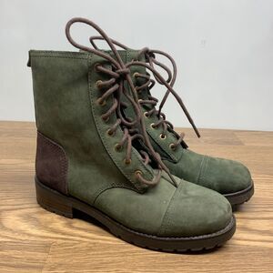 Ugg Kilmer Green Leather Lace-Up Military Style Women's Winter Boots Size 7
